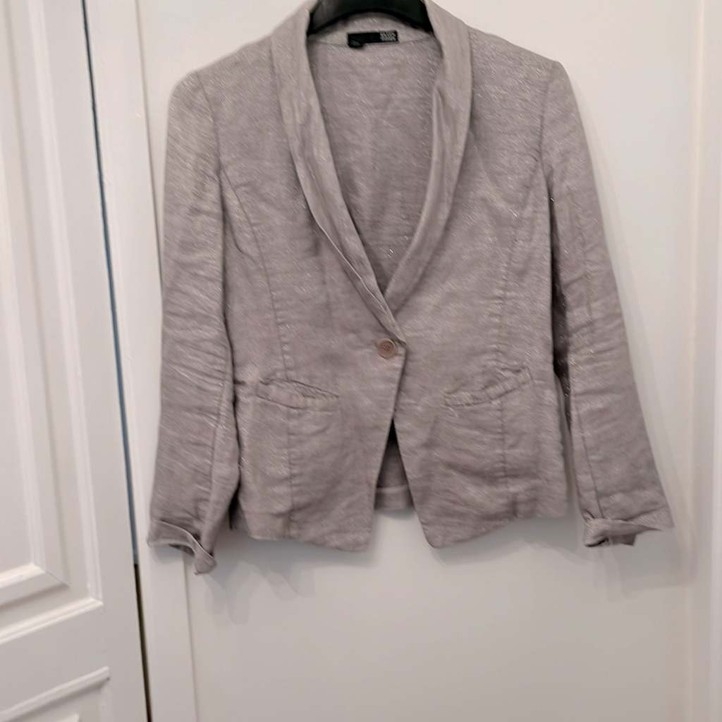 Eileen Fisher Linen Silver Crop Blazer